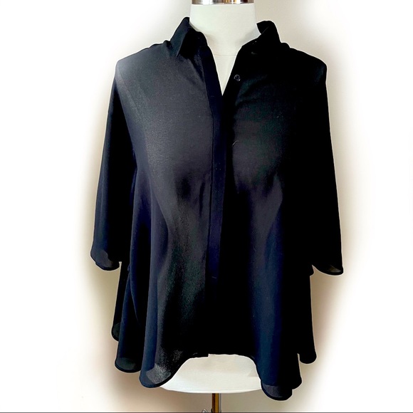 3 / $25 Splash black sheer dolman sleeve blouse size 12 - Picture 1 of 4